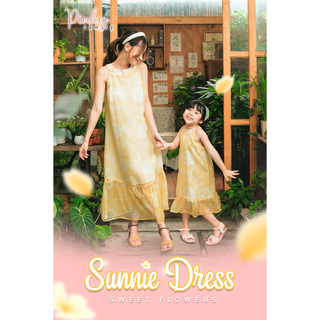 Đầm đôi tơ Sunnie cho mẹ size từ 45kg đến 60kg và bé từ 9kg đến 35kg (ảnh thật)
