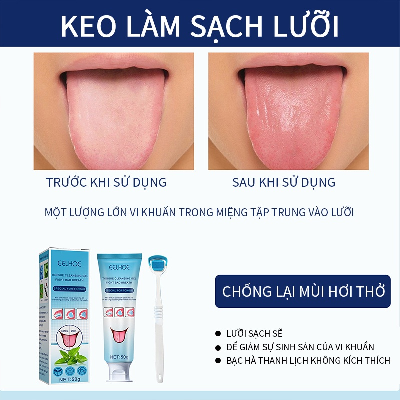 Gel làm sạch lưỡi,Bộ Gel Và Dụng Cụ Làm Sạch Lưỡi Làm Sạch Lỗ Chân 50g