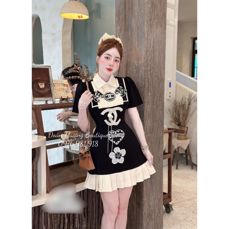 váy thêu đính cườm nổi quang châu