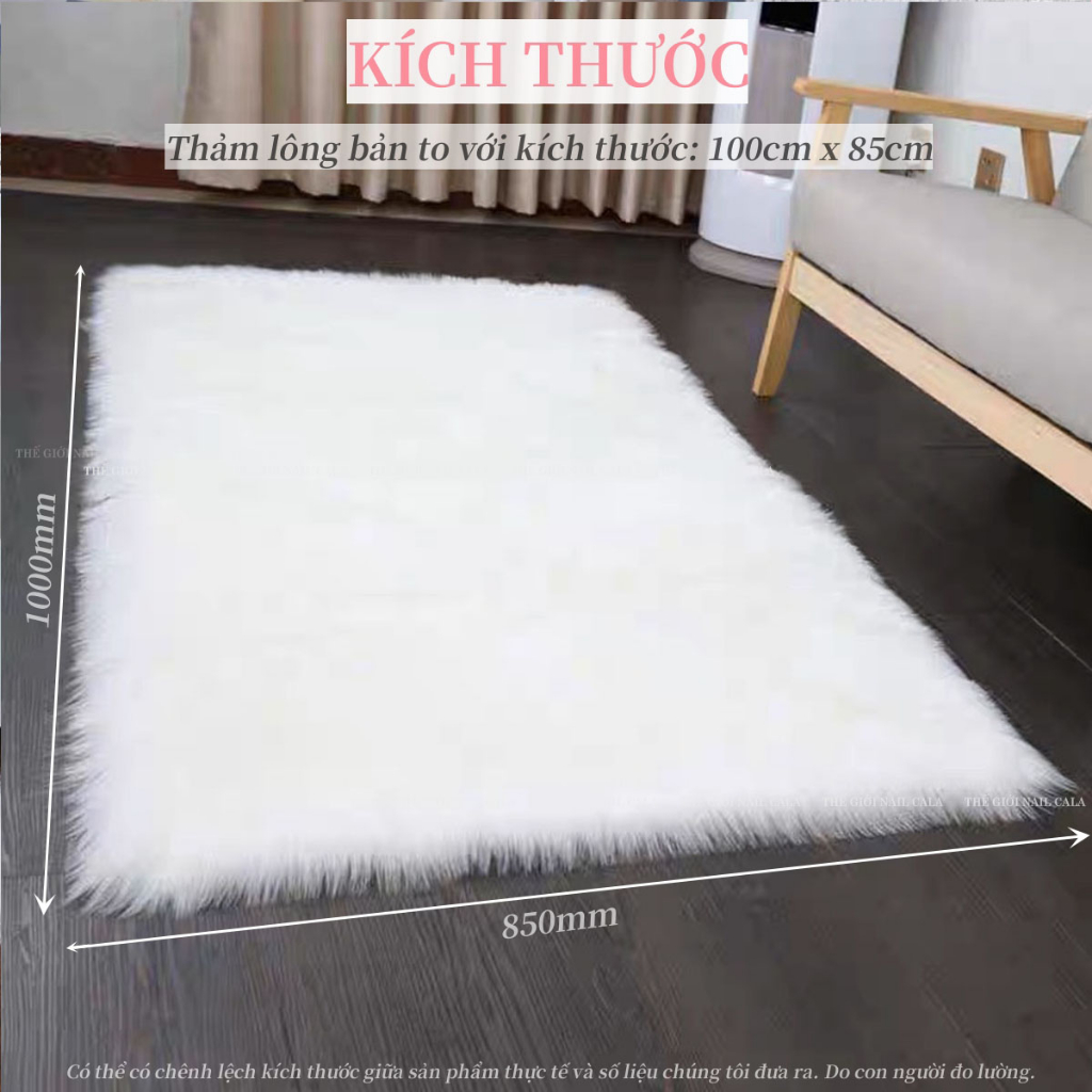 Thảm lông trắng 1m - Thảm lông chụp ảnh móng mẫu sản phẩm nail -Thảm lông trải sàn 100cm- Thảm lông chụp ảnh mẫu giá rẻ