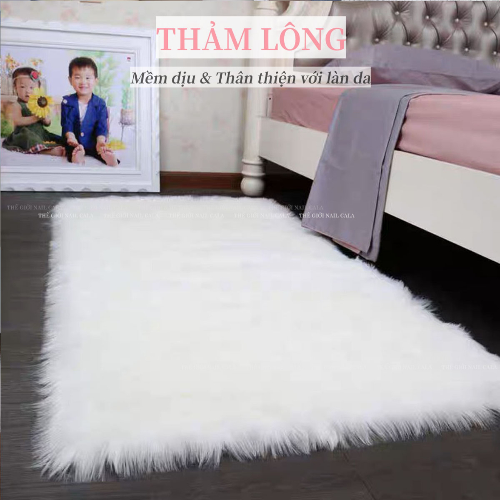 Thảm lông trắng 1m - Thảm lông chụp ảnh móng mẫu sản phẩm nail -Thảm lông trải sàn 100cm- Thảm lông chụp ảnh mẫu giá rẻ