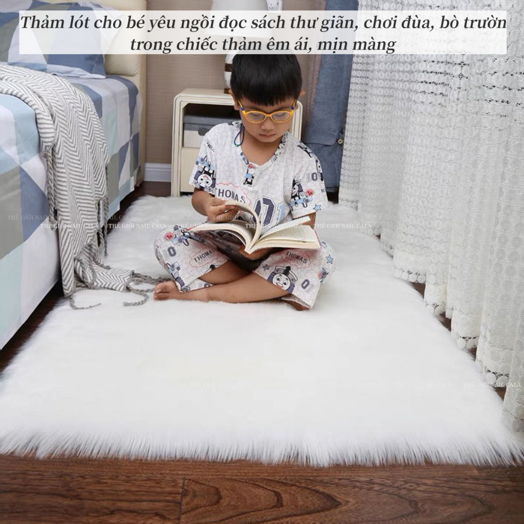 Thảm lông trắng 1m - Thảm lông chụp ảnh móng mẫu sản phẩm nail -Thảm lông trải sàn 100cm- Thảm lông chụp ảnh mẫu giá rẻ