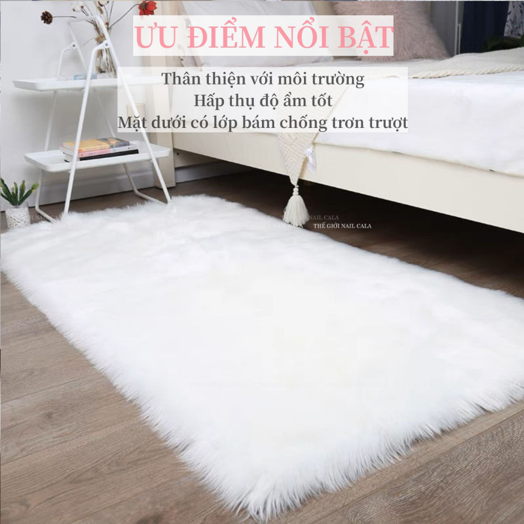 Thảm lông trắng 1m - Thảm lông chụp ảnh móng mẫu sản phẩm nail -Thảm lông trải sàn 100cm- Thảm lông chụp ảnh mẫu giá rẻ