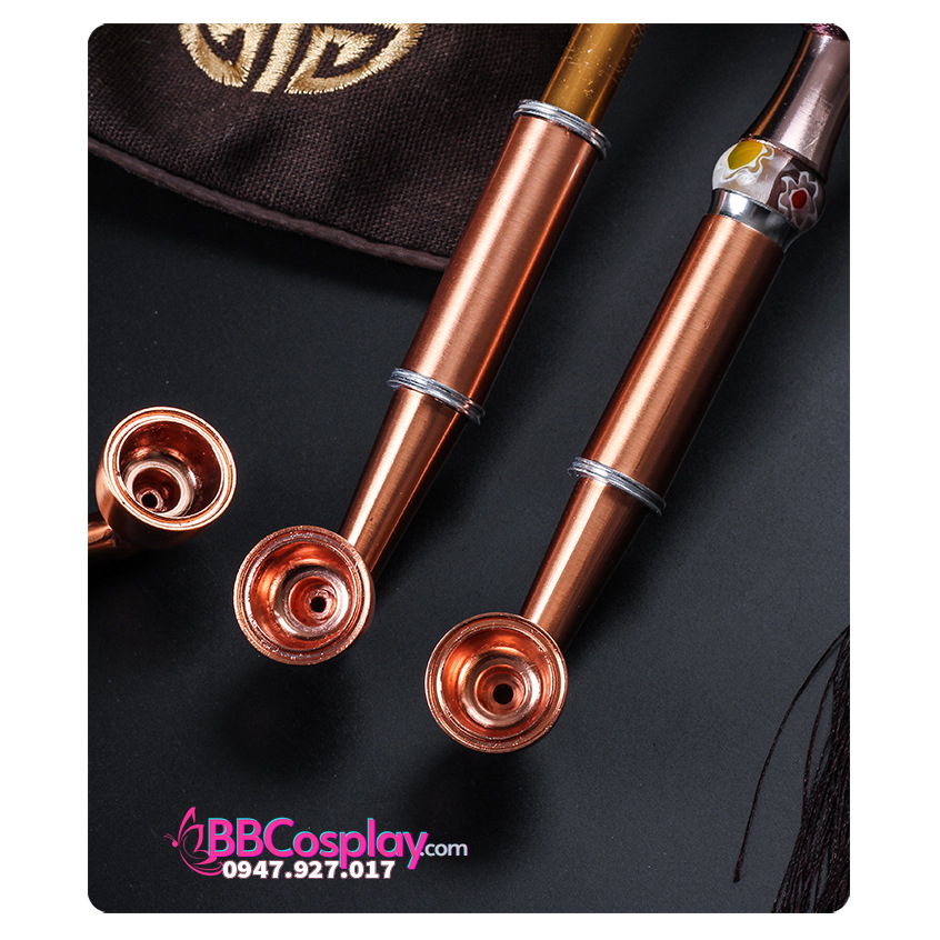 Bộ Tẩu Cán Dài Khắc Hoa Văn - 14542