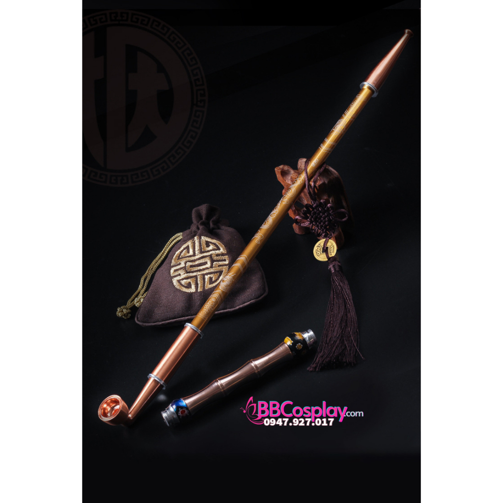 Bộ Tẩu Cán Dài Khắc Hoa Văn - 14542