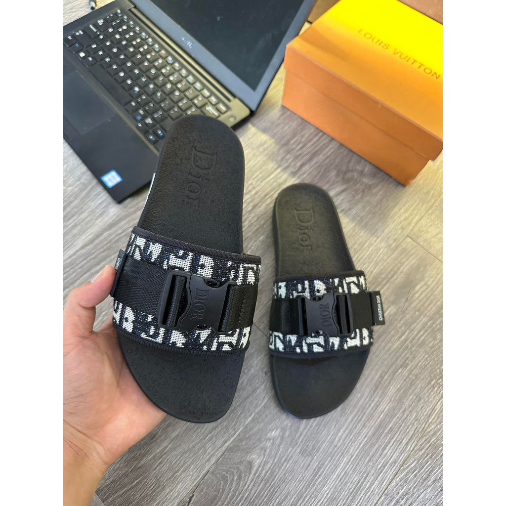 Dép Dio r khuy cài Nam _Dép Quai Ngang Di or_ thời trang nam