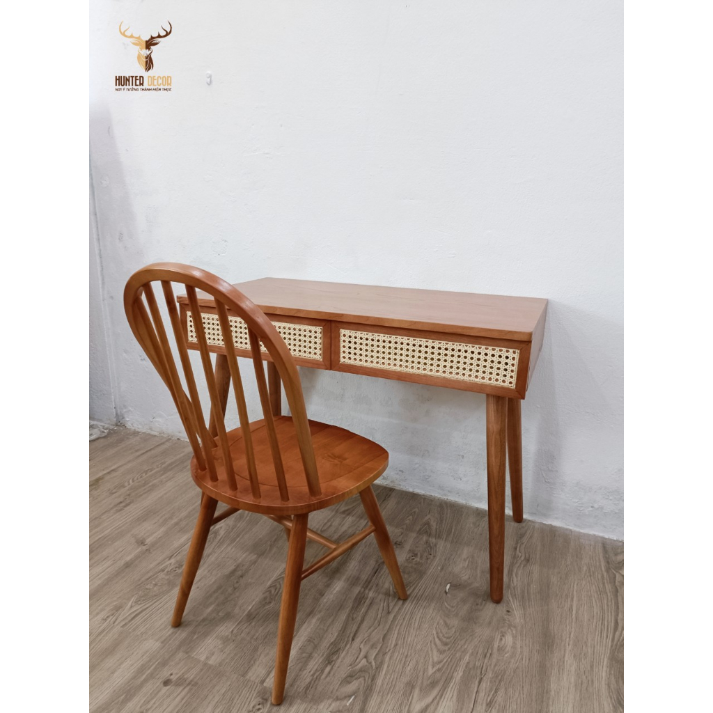 Bàn làm việc, bàn makeup gỗ phối mây