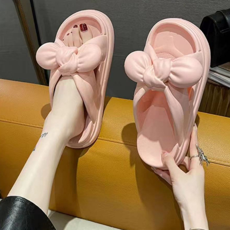 Dép nữ quai chéo gắn nơ Dép sandal nữ mùa hè đi biển Chống trượt Thoải mái Thoáng khí