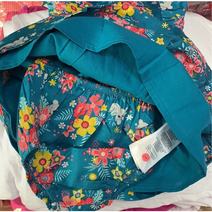 Váy bé gái kèm quần chip 3-24 tháng SERGENT MAJOR ngắn tay in hoa 2 lớp cotton mềm váy bé gái mùa hè đầm xuất dư bé gái