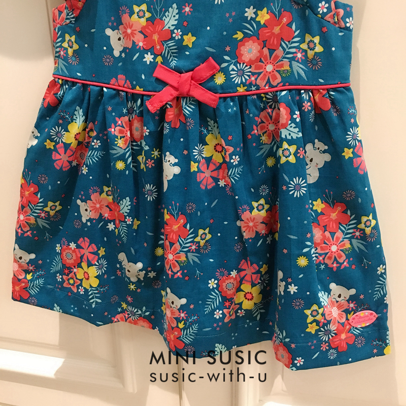 Váy bé gái kèm quần chip 3-24 tháng SERGENT MAJOR ngắn tay in hoa 2 lớp cotton mềm váy bé gái mùa hè đầm xuất dư bé gái