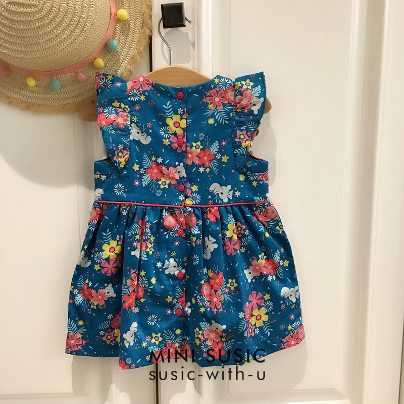 Váy bé gái kèm quần chip 3-24 tháng SERGENT MAJOR ngắn tay in hoa 2 lớp cotton mềm váy bé gái mùa hè đầm xuất dư bé gái