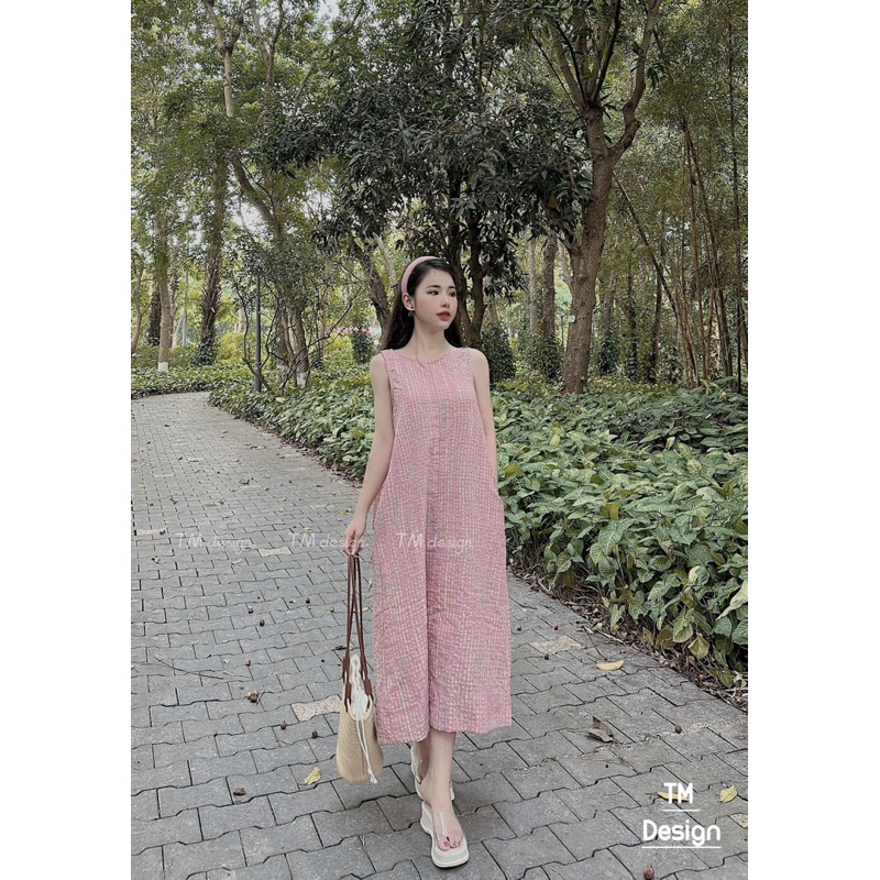 VÁY HAI DÂY CỘT NƠ CỔ YẾM CARO