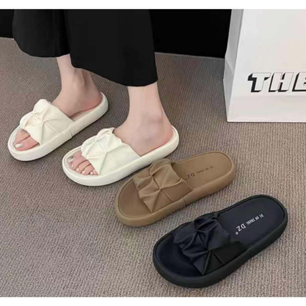 Dép nữ quai ngang MIDU XIAN5 Dép lê nữ quai ngang và quai chéo da mềm khuy tam Giác 993_95_98