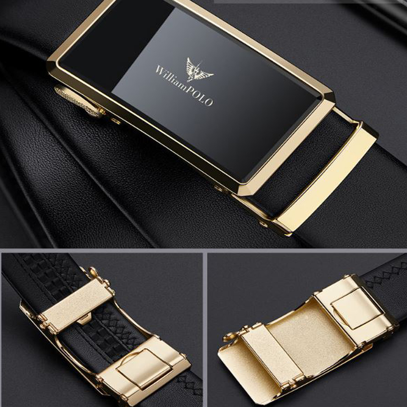 Thắt lưng nam cao cấp hàng hiệu WilliamPOLO chất liệu da Bò nguyên tấm - POLO 20925T