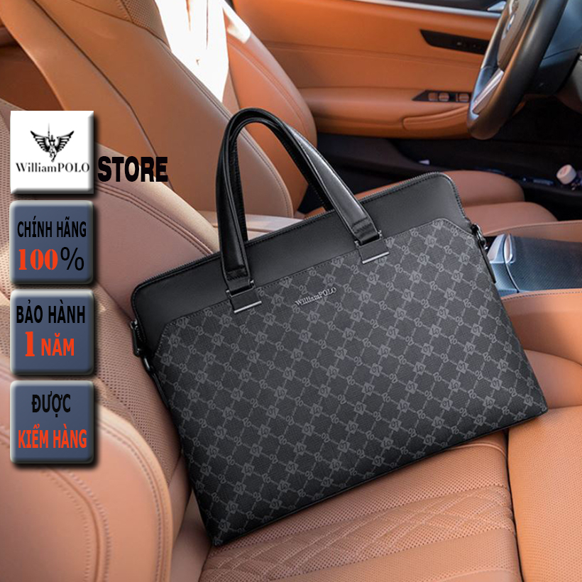Cặp da nam cao cấp hàng hiệu WilliamPOLO chất liệu da Bò nguyên tấm - POLO 213148