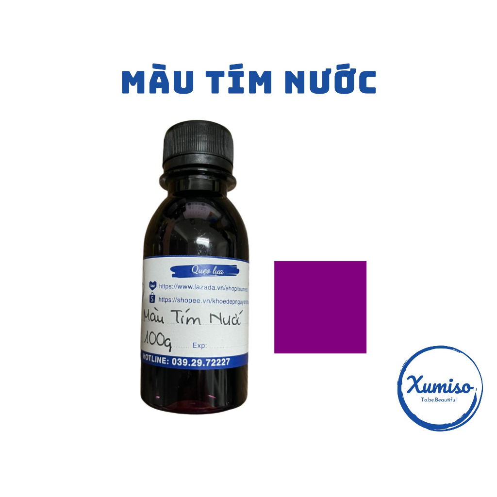 Màu Tím Nước - màu nước mỹ phẩm - nguyên liệu mỹ phẩm - Xumiso - 100G