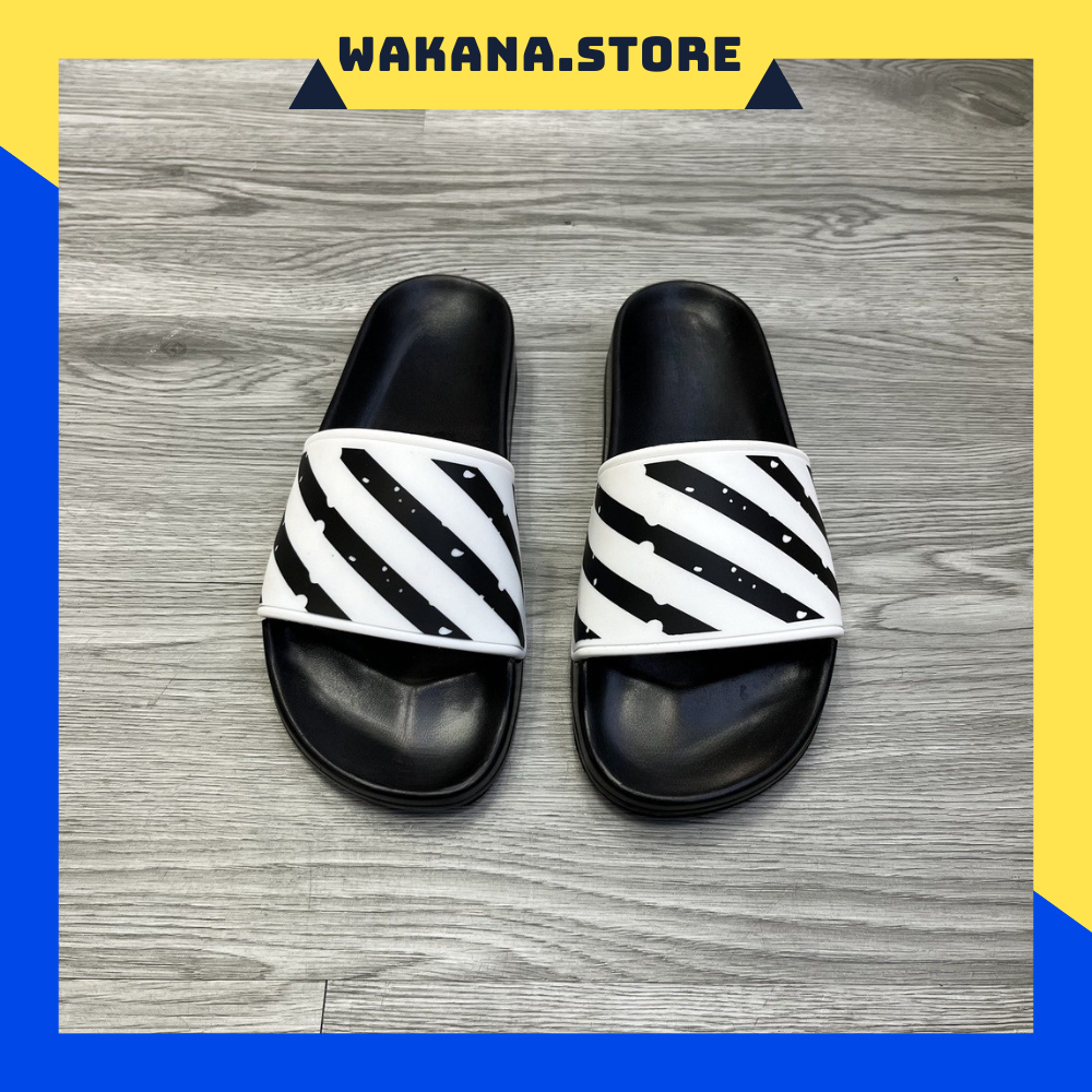 Dép lê off white quai da siêu nét - Dép nam quai da đỉnh cao