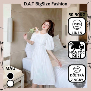 ĐẦM BIGSIZE NỮ CỔ TRÒN THIẾT KẾ TAY PHỒNG DÁNG DÀI SANG TRỌNG ( ĐỦ SIZE 55-90kg  )