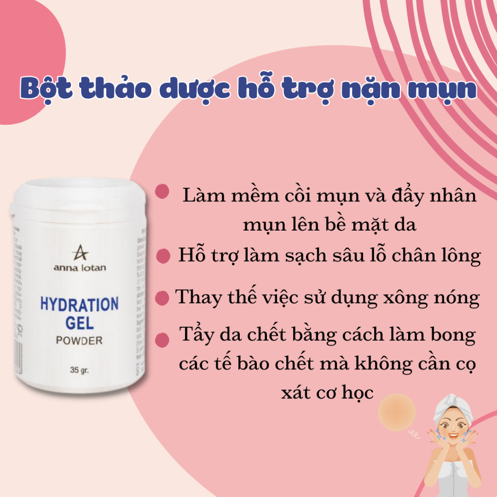 Bột thảo dược hỗ trợ nặn mụn Anna Lotan Hydration Gel Powder 35gr