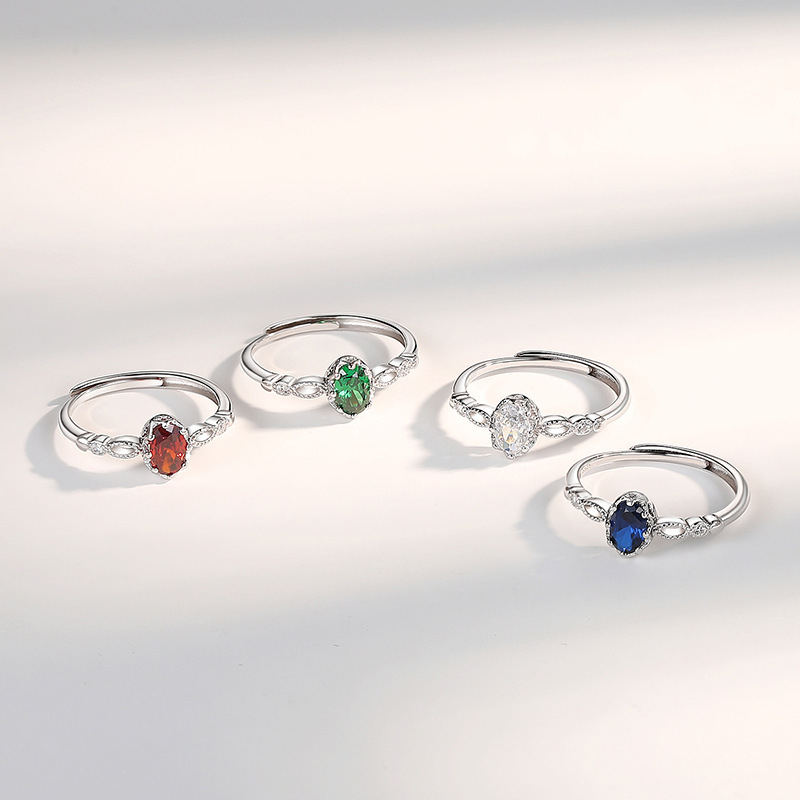 Nhẫn bạc nữ Yong Silver mẫu đá oval nhiều màu mang lại năng lượng phong thuỷ tích cực