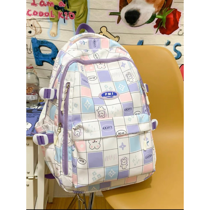 Balo caro màu pastel chống thấm xinh xinh size lớn