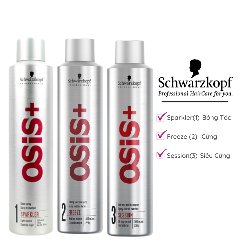 Keo xịt tóc giữ nếp cứng Schwarzkopf Osis+ 3 Session Extreme Hold Hairspray 300ml