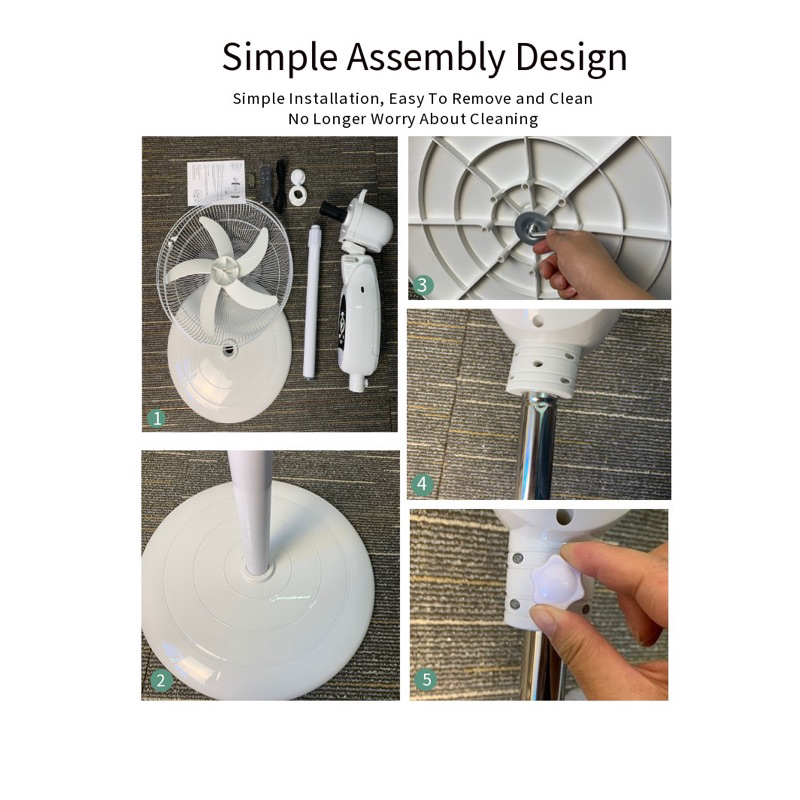 Quạt Tích Điện Năng Lượng Mặt Trời 5 Cánh 16 inch Sử Dụng Liên Tục Lên Đến 12H Chạy Êm Bảo Hành 12 tháng