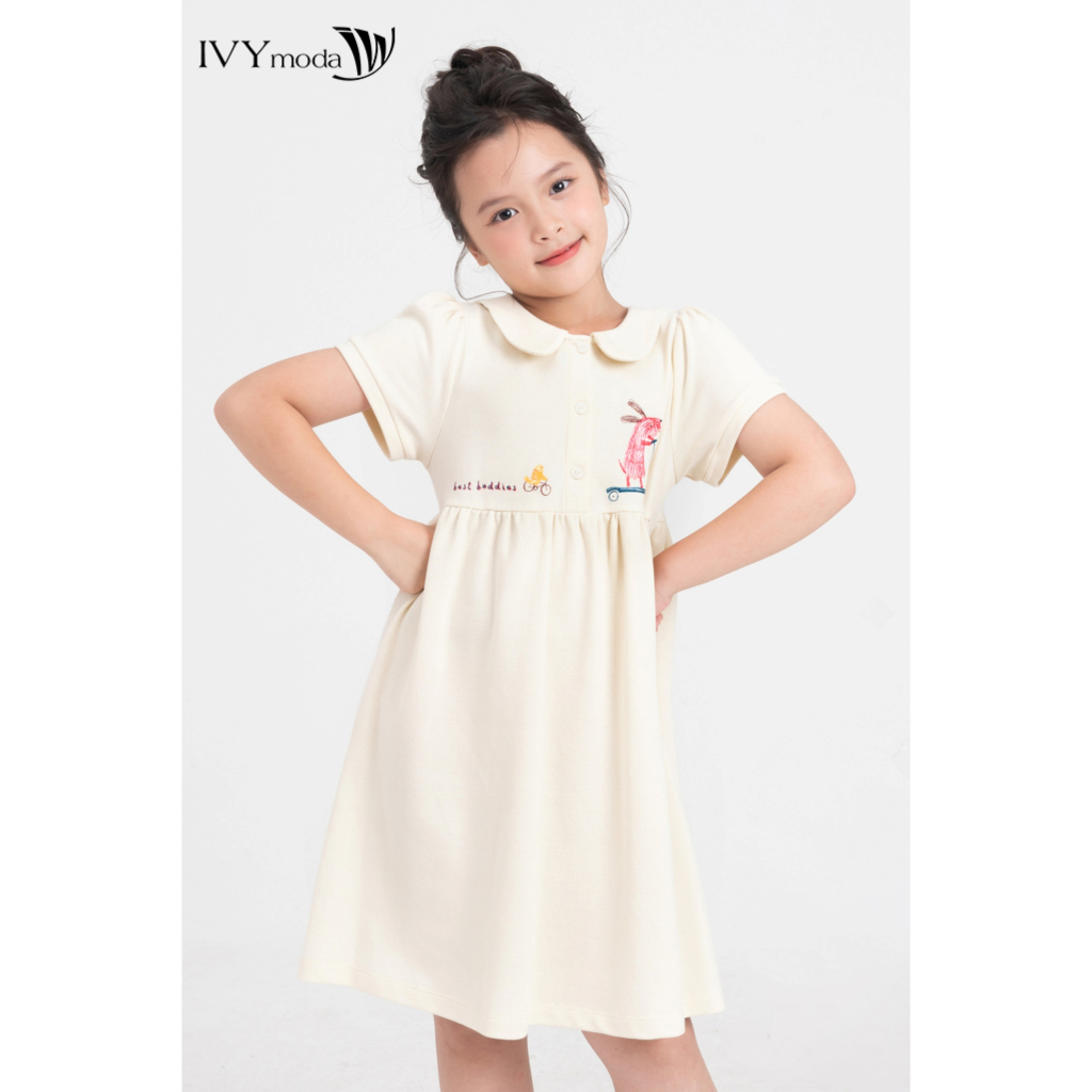 Đầm Polo thêu Cute bé gái IVY moda MS 42G1624