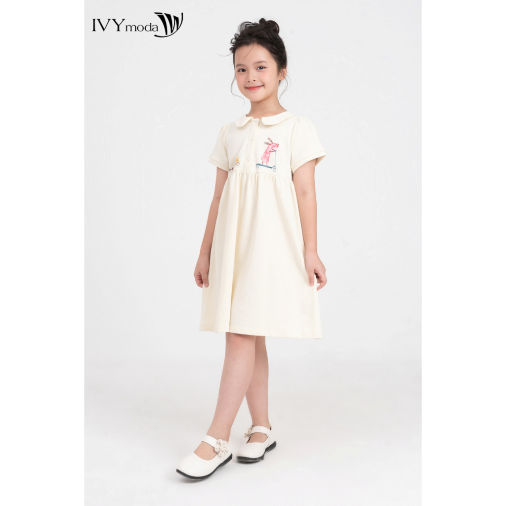 Đầm Polo thêu Cute bé gái IVY moda MS 42G1624