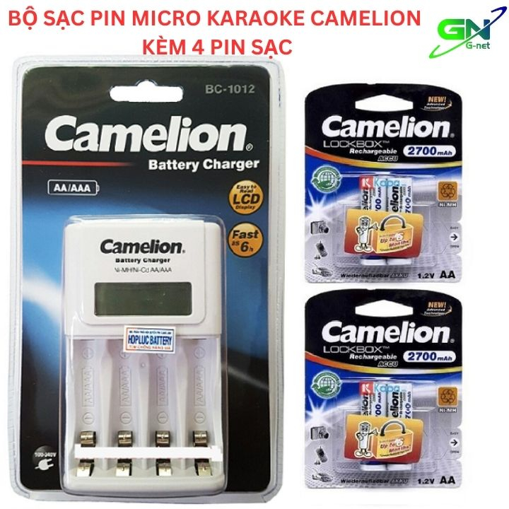 Bộ sạc pin micro Karaoke Camelion kèm 4 pin sạc AAA / AA