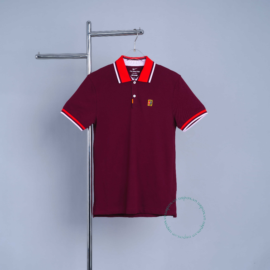 [Ảnh thật] [Chính hãng] Áo Polo Nike Tennis logo Dark Beetroot (form Á)