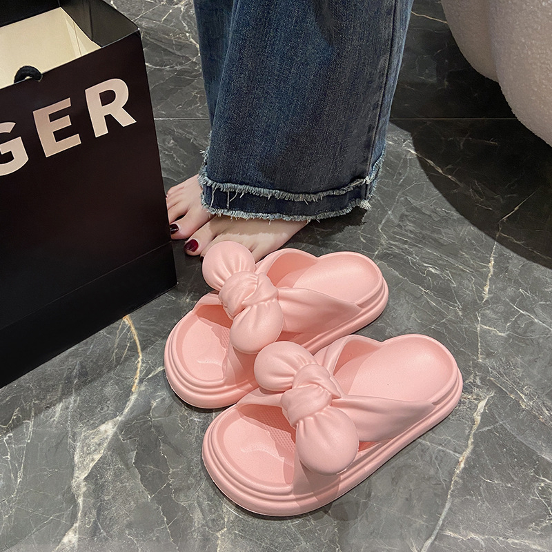 Dép nữ quai chéo gắn nơ Dép sandal nữ mùa hè đi biển Chống trượt Thoải mái Thoáng khí