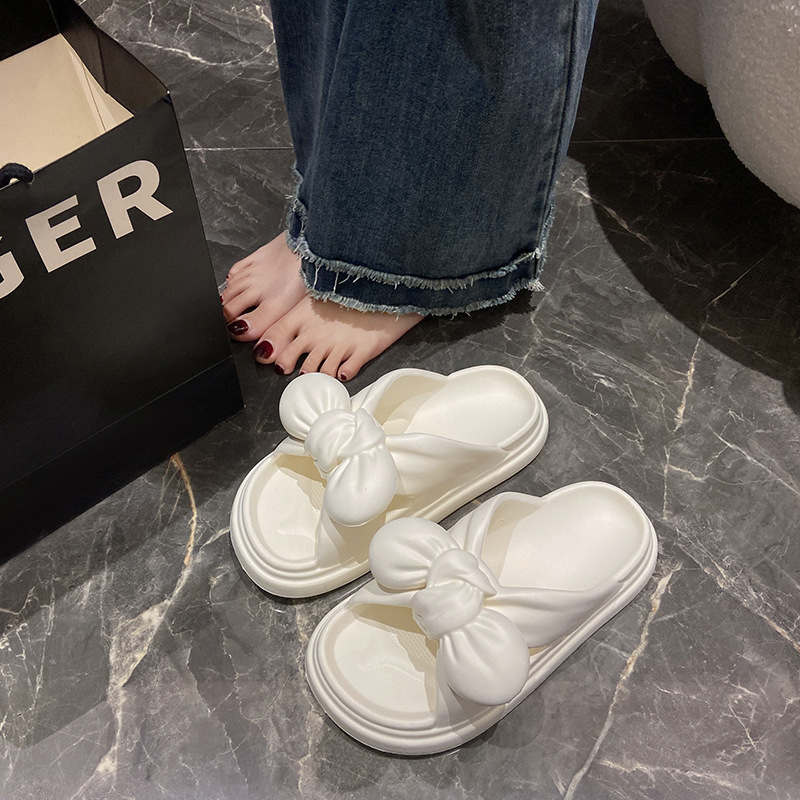 Dép nữ quai chéo gắn nơ Dép sandal nữ mùa hè đi biển Chống trượt Thoải mái Thoáng khí