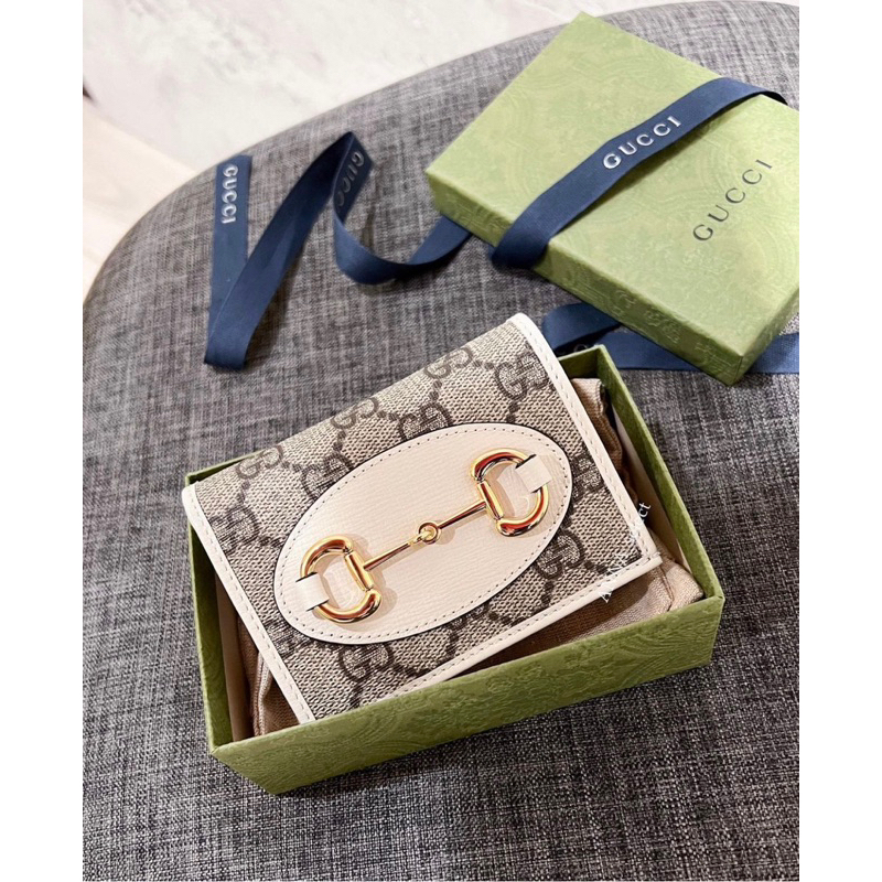 Ví HORSEBIT  MINI  hàng da thật,fullbox 1 mầu : Trắng chất da dày dặn W366