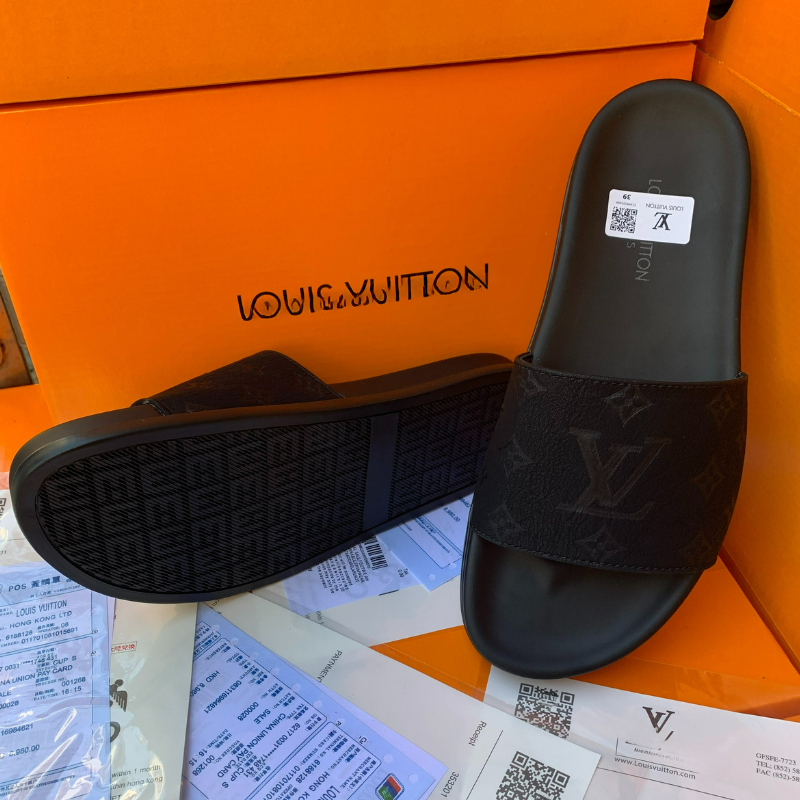 Dép nam quai ngang l.v, ,louis.vuiton, dập nổi thời trang đủ size 38-43