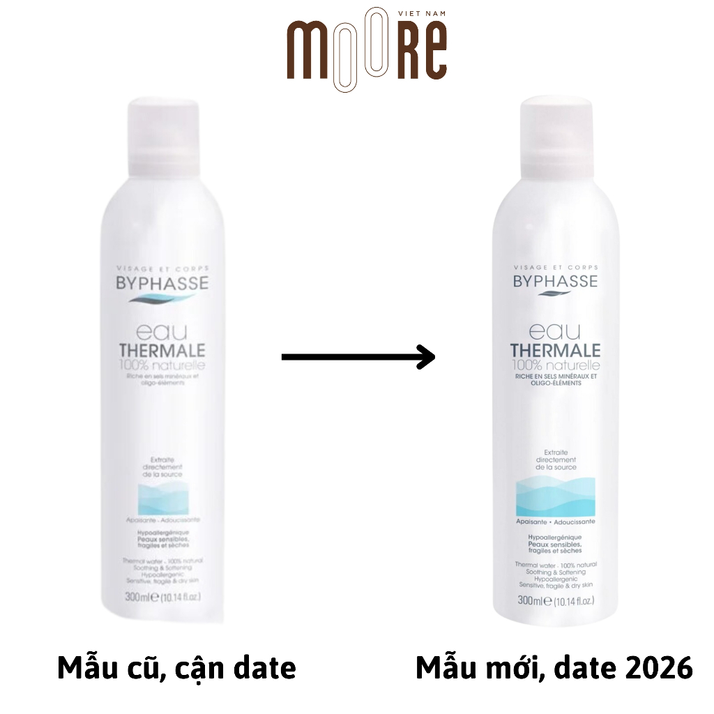 Xịt khoáng Byphasse Eau Thermale 100% Naturelle 300ml