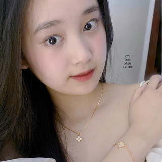 mặt dây chuyền 4 lá đá "eo vì" vàng