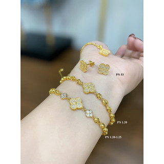 mặt dây chuyền 4 lá đá "eo vì" vàng