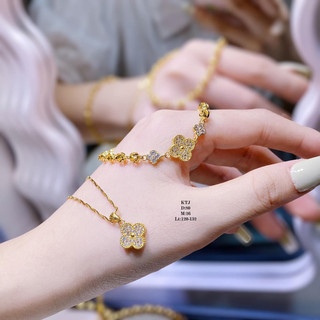 mặt dây chuyền 4 lá đá "eo vì" vàng