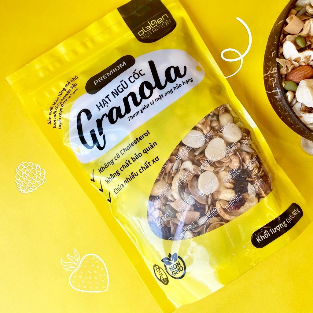 PREMIUM GRANOLA SIÊU HẠT 500GRAM - Ngũ cốc giảm cân nướng Mật ong Vanila