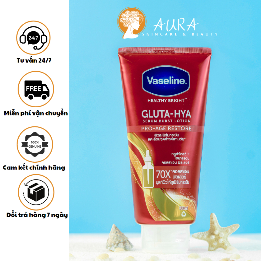 Sữa Dưỡng Thể Vaseline Siêu Trắng 70x Collagen Gluta Hya Pro Age Restore 70X Trắng Da Chống Lão Hoá 300ml