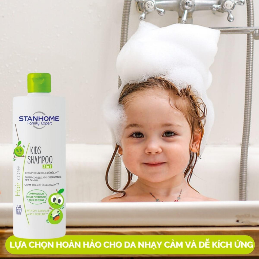 Dầu Gội Xả Cho Bé 3 Tuổi Trở Lên Hương Táo STANHOME Kids Shampoo Không Xà Phòng Diu Nhẹ An Toàn Cho Da Dầu Trẻ 200ML