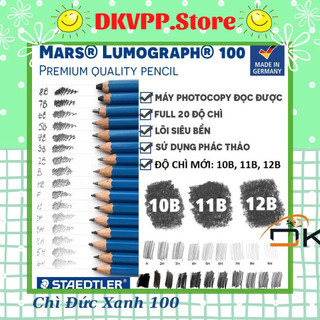 Bút chì xanh staedtler mars lumograph 100 chì đức xịn giá tốt, hộp 12 pcs