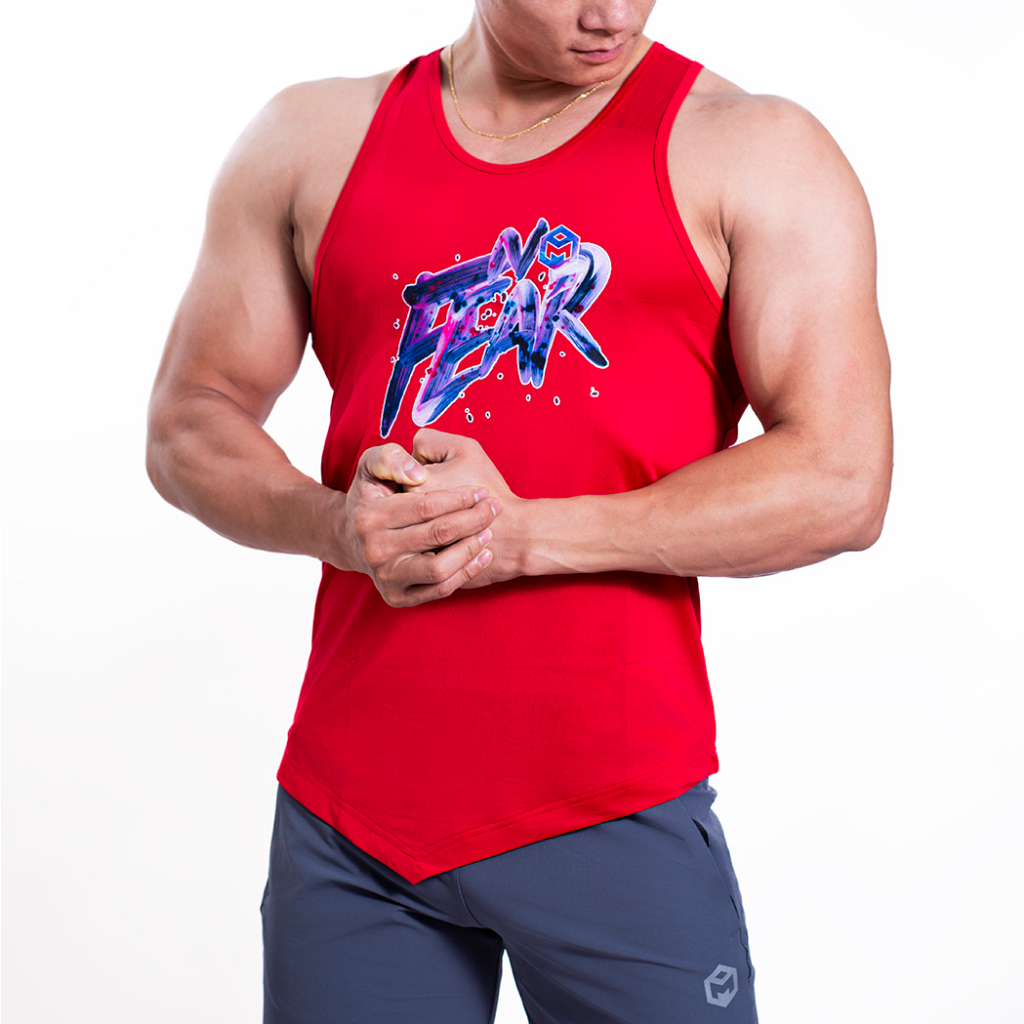 Áo TankTop thun lụa vạt áo chéo logo NO.FEAR GYMMAX