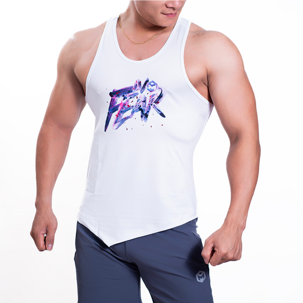 Áo TankTop thun lụa vạt áo chéo logo NO.FEAR GYMMAX