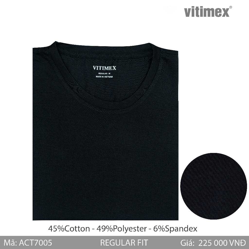 Áo thun nam Cổ tròn VITIMEX sợi Tre mềm mượt thoáng khí ACT7005
