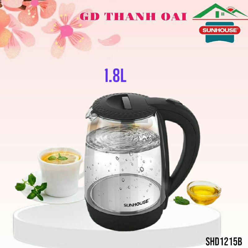 Ấm Siêu Tốc Thủy Tinh Sunhouse SHD1215B