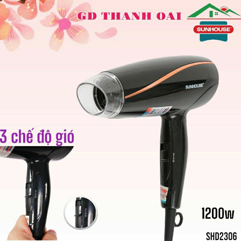MÁY SẤY TÓC SUNHOUSE SHD2306 Thiết Kế Tay Cầm Chắc Chắn, Có Thể Gập Lại Nhỏ Gọn Tiện Dụng Để Mang Đi Xa