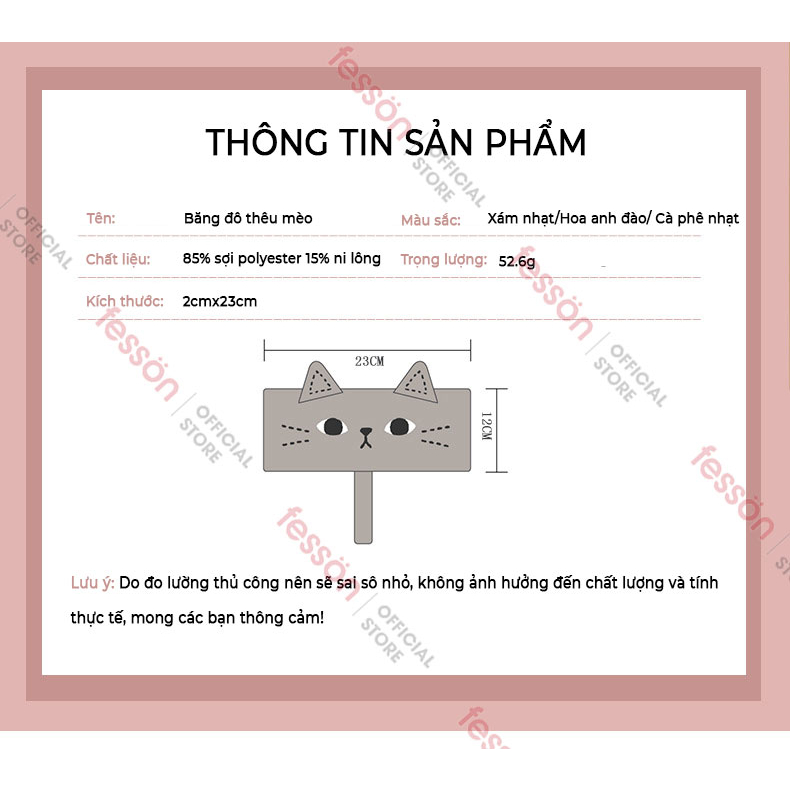 Băng Đô Cài Tóc Phủ Lông Hình Mèo Dễ Thương Dùng Rửa Mặt - Fesson (chọn mẫu)