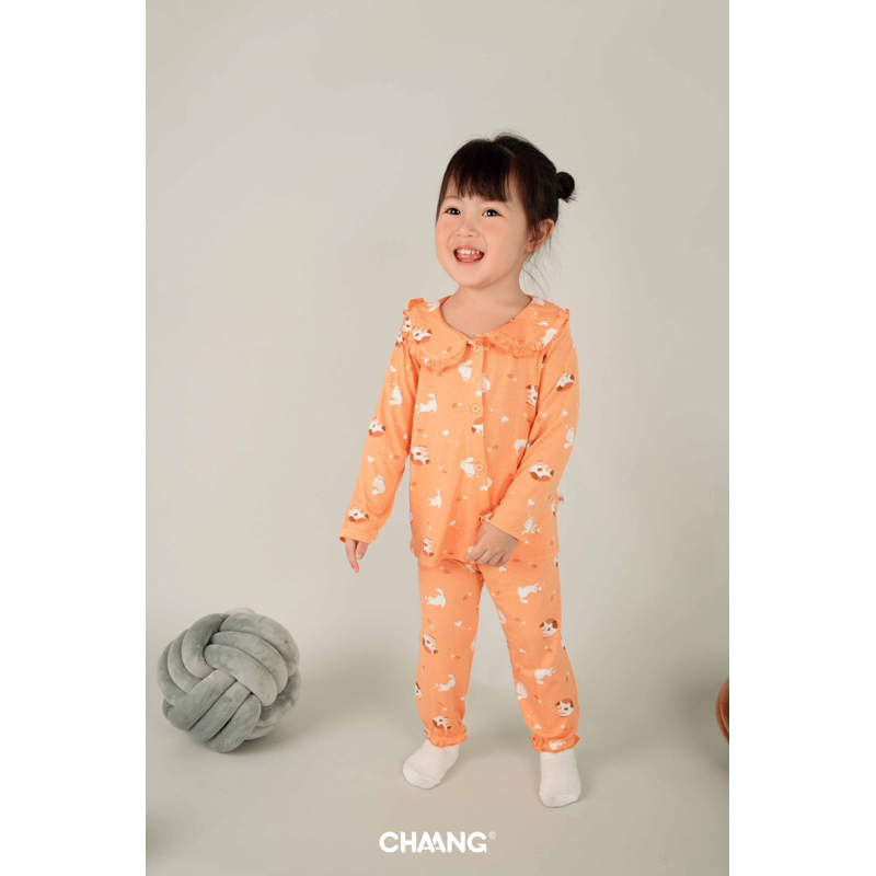 Chaang bộ dài tay raglan cho bé trai, bèo cổ cho bé gái SS23